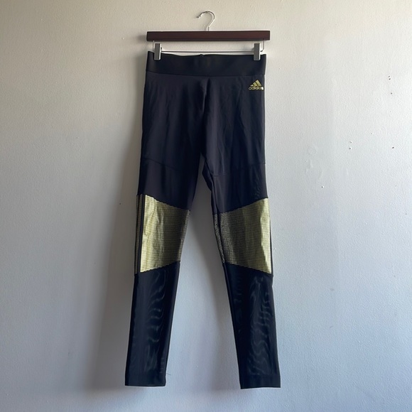 Adidas Leggings Medium Gold Black - Picture 7 of 9